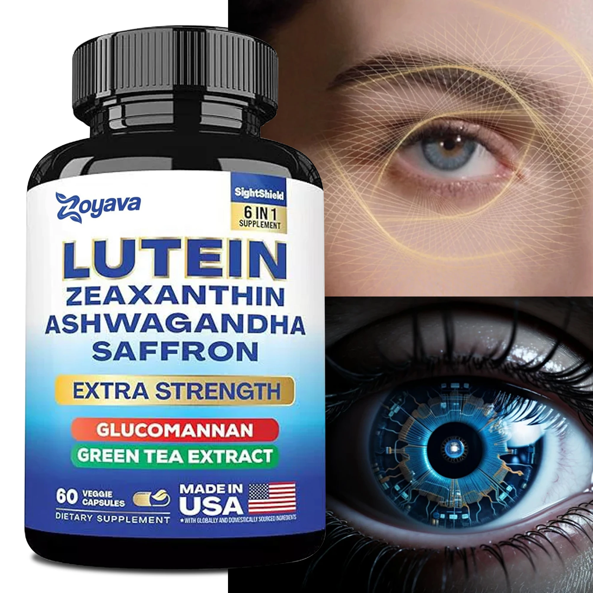 

Lutein Zeaxanthin Ashwagandha Saffron — добавка для здоровья глаз для взрослых, способствующая здоровым зрением, снимает усталость глаз