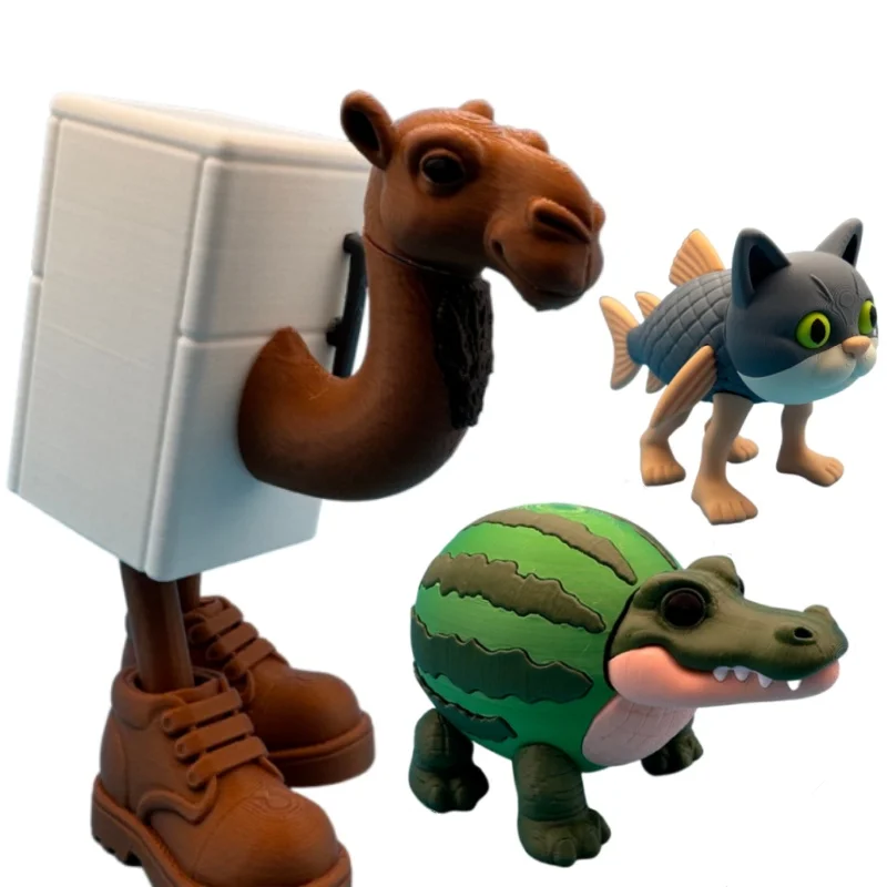 Italian Brainrot Monster Action Figurines Watermelon Crocodile Refrigerator Camel Fish Cat Cartoon Ornament Gift Toys