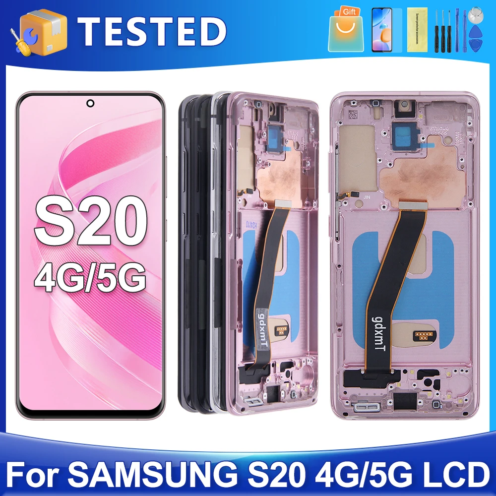 For Samsung S20 4G 5G Tested For S20 G980 G980F G981 G981F LCD Display Touch Screen Digitizer Assembly Replacement