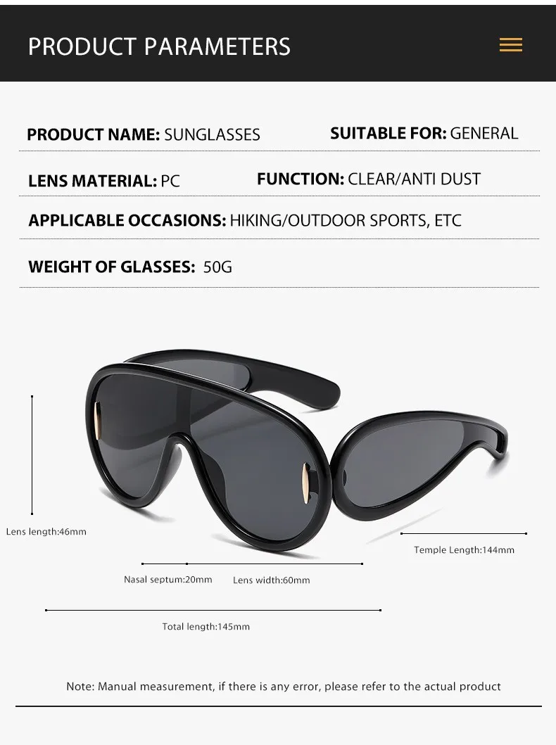 Integrierte Brille, Sonnenbrille, großes Gesicht, Sonnenbrille für Männer und Frauen, modische Krötenbrille, Sonnenbrille 3950 – Detail 11