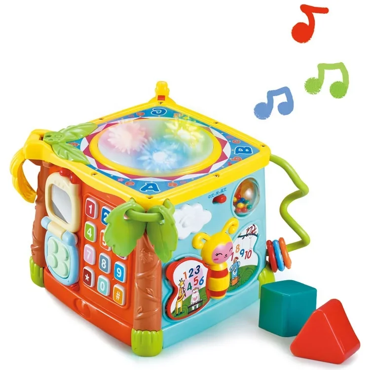 Goodway Multifuncional Educacional Bebê Atividade Cube, Eco-friendly Música Aprendizagem Toy, Diversão para a Promoção, Montessori Brinquedos