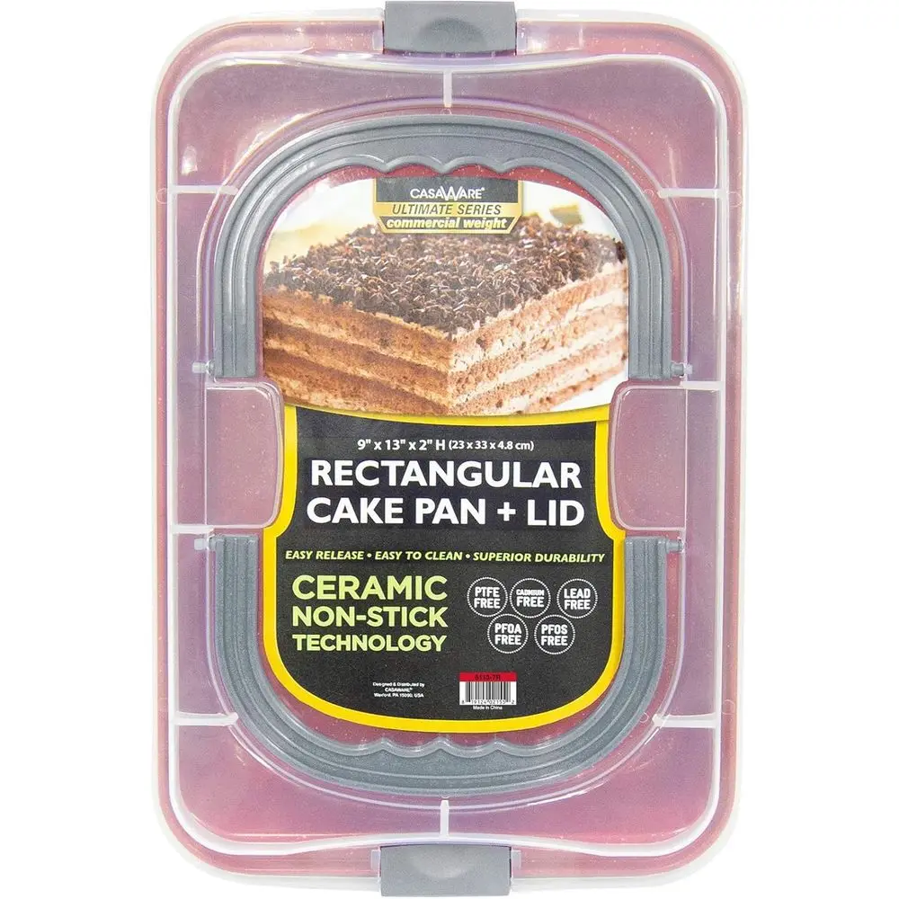 

9 x 13 x 2-inch Covered Recular Cake Pan with Wide Handles (Red Granite)