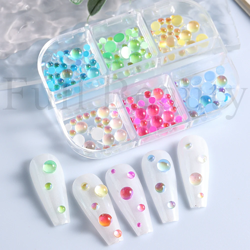 3D Aurora Nail Beads Strass Mermaid Crystal Rhinestones Decoration Bubble Kawaii Nail Charms Flatback Gems Manicure Tool NTHRY