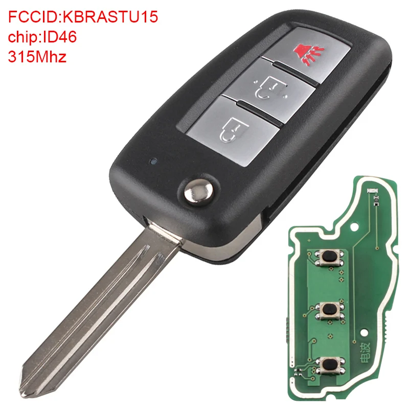 

315Mhz 3 Buttons Upgraded Remote Car Key Replacement ID46 Chip KBRASTU15 Fit for Nissan Versa 2007 T 2013 Xterra 2005 T 2014