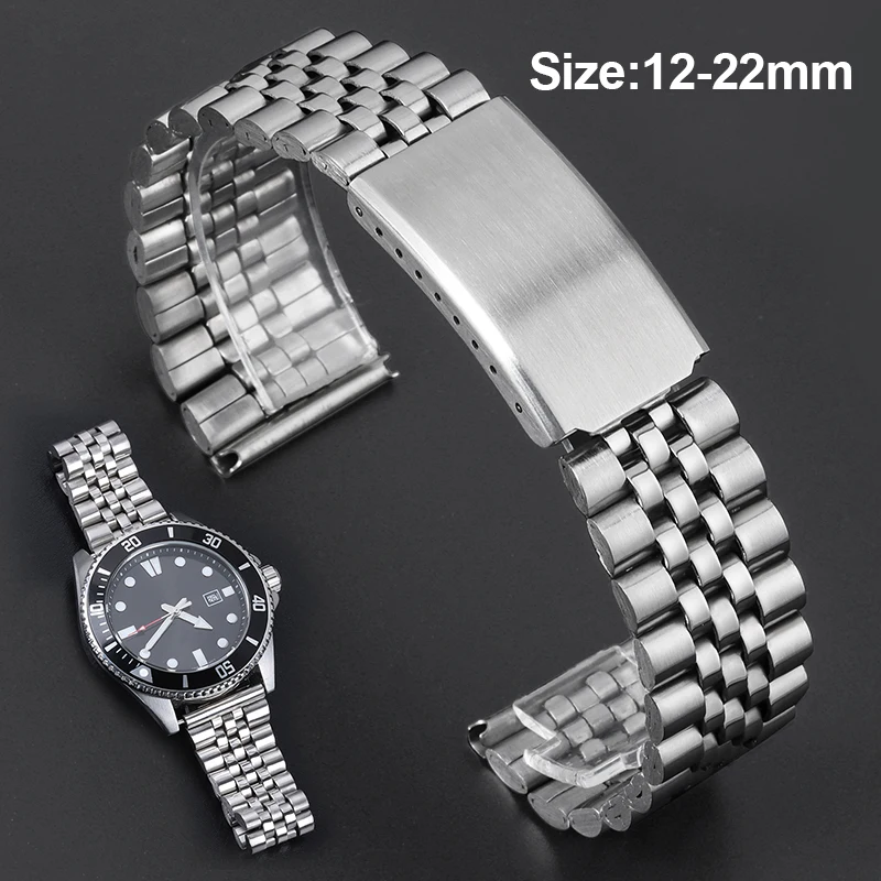 14 16mm 18mm 20mm 22mm Metal Watchband for Seiko Stainless Steel Bracelet for Rolex Folding Buckle Universal Wristband for Casio