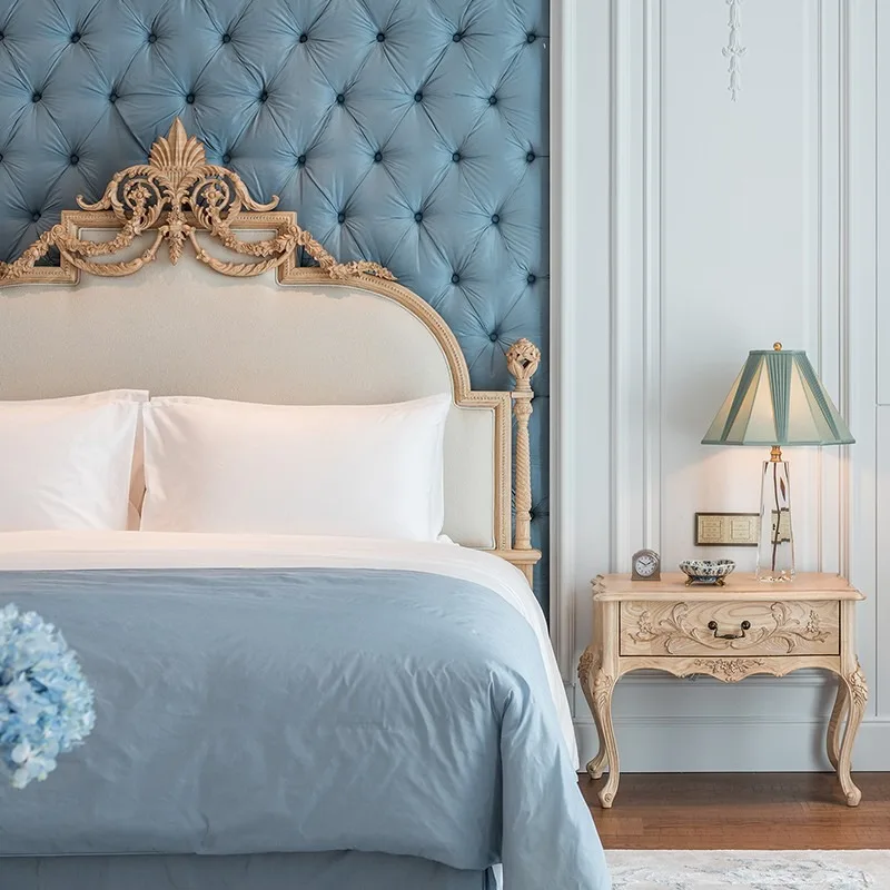 French court solid wood carving double bed Jane European neoclassical retro master bedroom 1.8 double bed