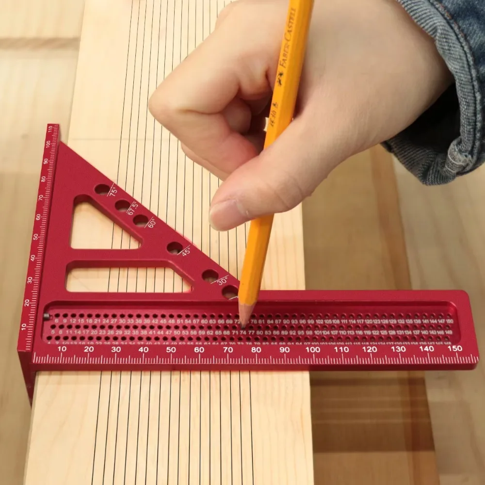 Aluminum Alloy 3D Woodworking Square Protractor, Multipurpose Triangle Layout Marking Measuring Ruler, Wood DIY Layout Hand Tool