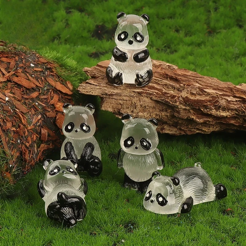 5-30PCS Luminous Glowing Panda Mini Figurines Glow in Dark Garden Bonsai Desk Decoration Miniature Ornament Home Accessories