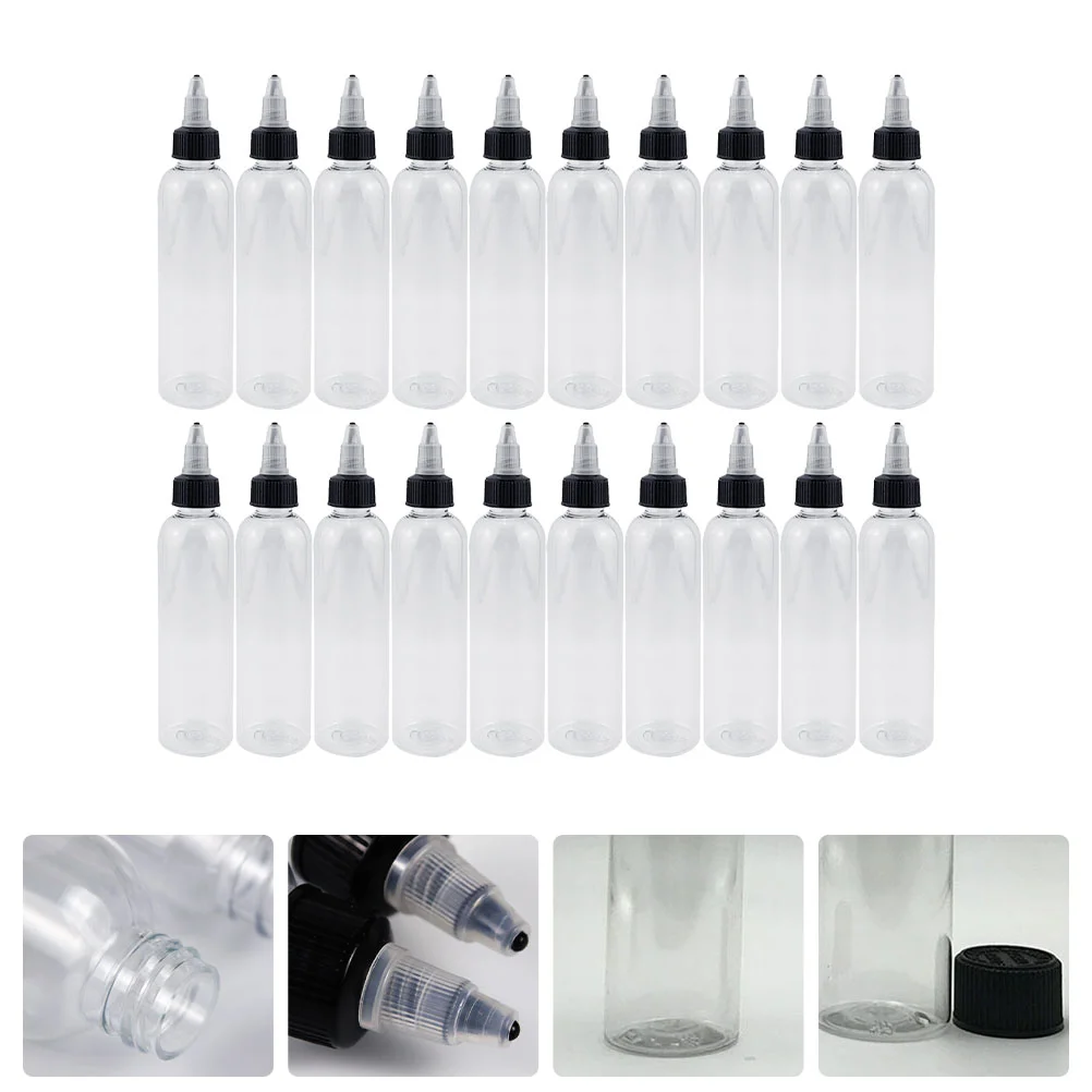 20 Pcs Sharp Mouth Plastic Bottle Ink Refillable Bottles Travel Squeeze for Toiletries Sub Applicator Pointed Jelly