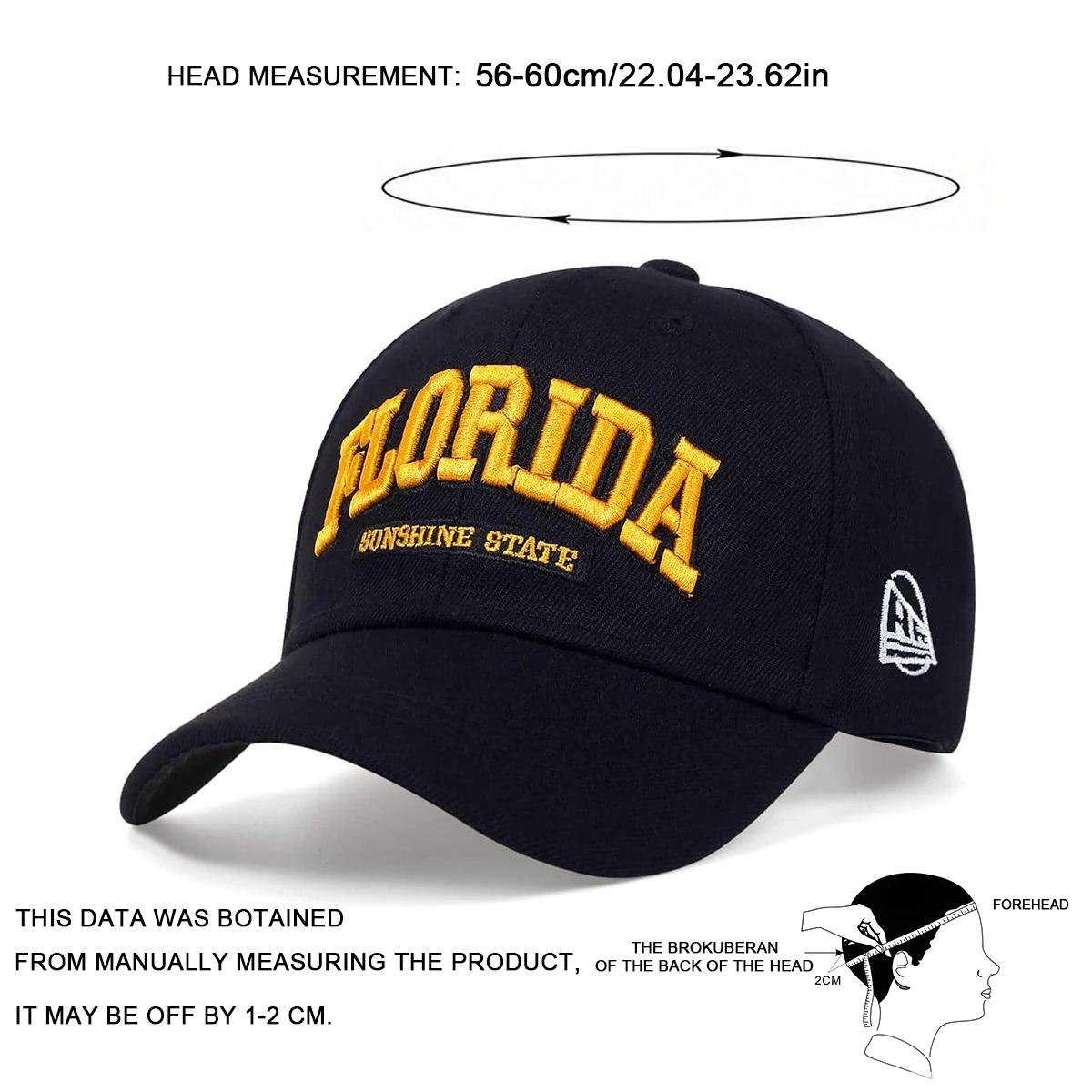 للجنسين فلوريدا إلكتروني التطريز قبعات البيسبول الربيع والخريف في الهواء الطلق قابل للتعديل قبعات عادية واقية من الشمس قبعة قبعة رياضية