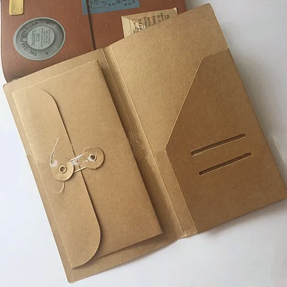Tas Penyimpanan Kertas Kraft 2-in-1 Tempat Kartu Nama Buku Catatan Perjalanan Aksesoris Buku Catatan TN