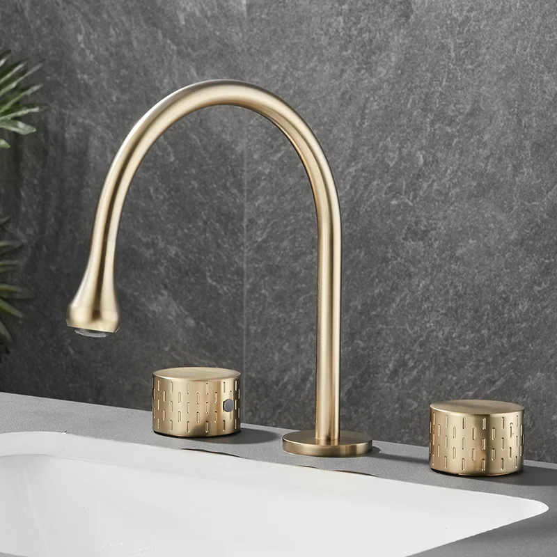 

Becola Black Basin Faucet Hot And Cold Faucet Split Three Piece Set Double Handle Three Hole Bathroom Hot And Cold Mixing Faucet