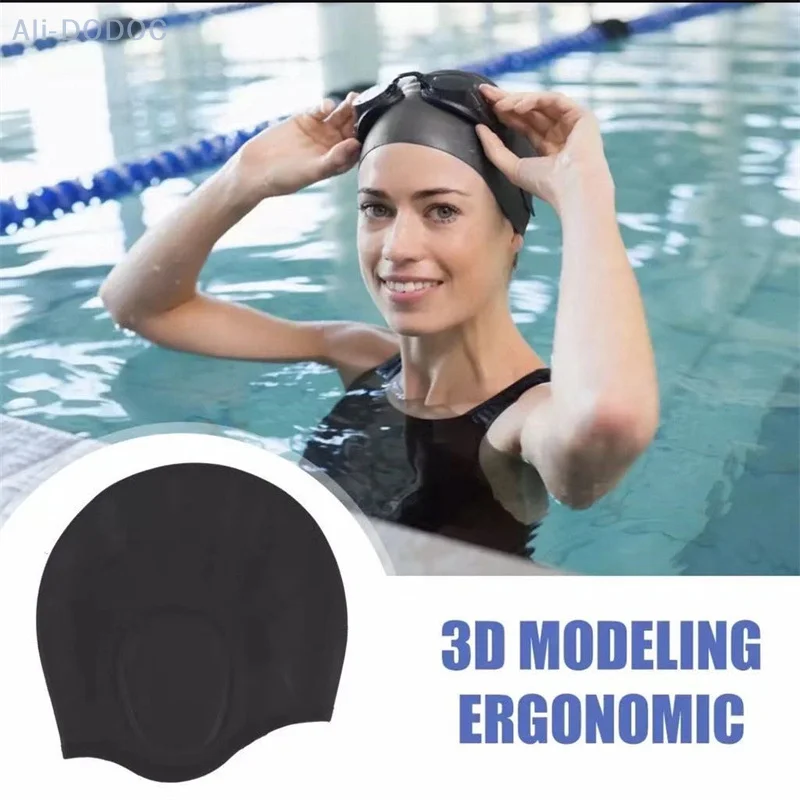 Adults High Elastic Swimming Caps Men Women Waterproof Swimming Pool Cap Protect Ears Long Hair Large Silicone Diving Swim Hat