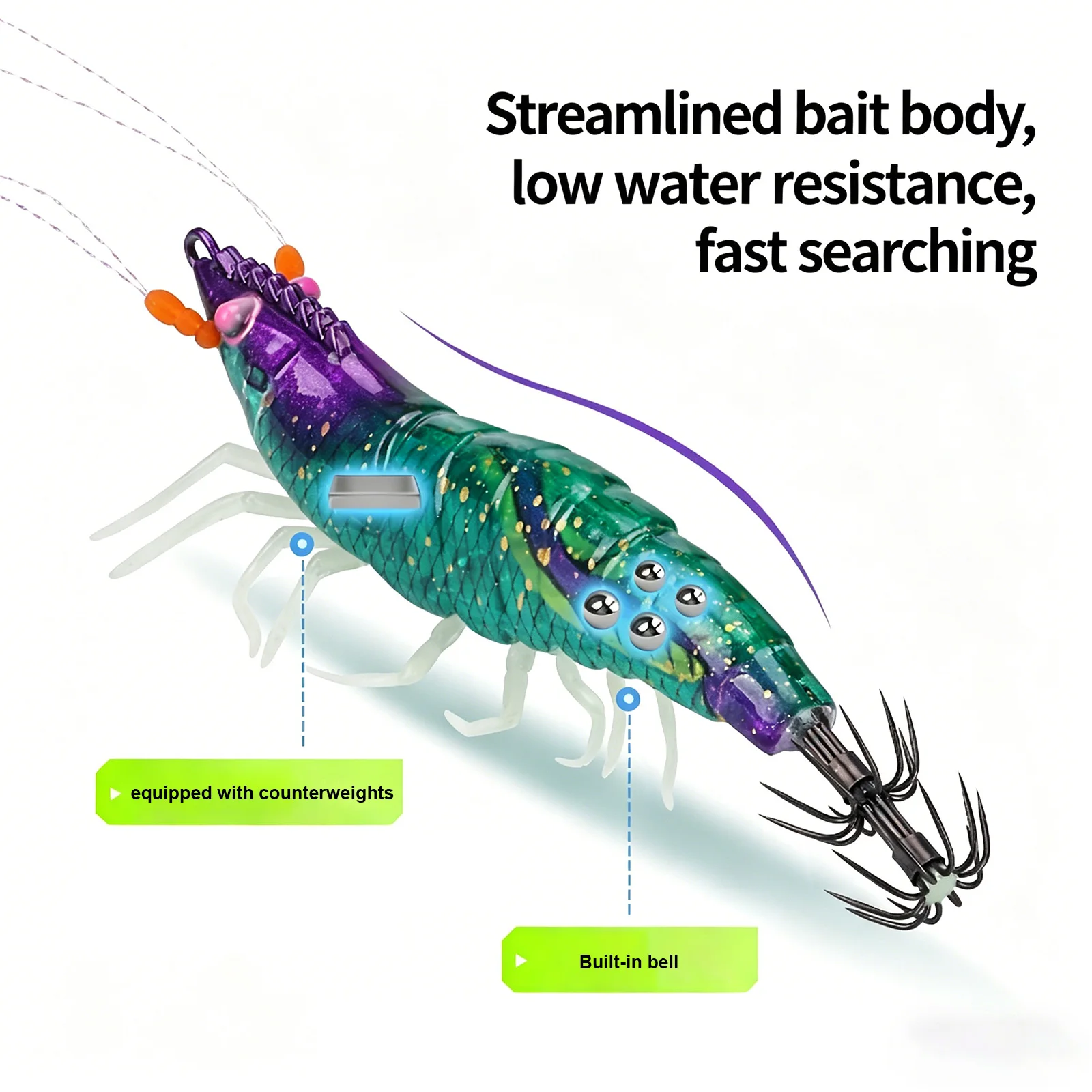 Squid Jig Hook Double-Layer Rust-Proof Fishing Squid Jigs Cuttlefish Lures Luminous Shrimp Prawn Sleeve Jig Hooks for Octopus