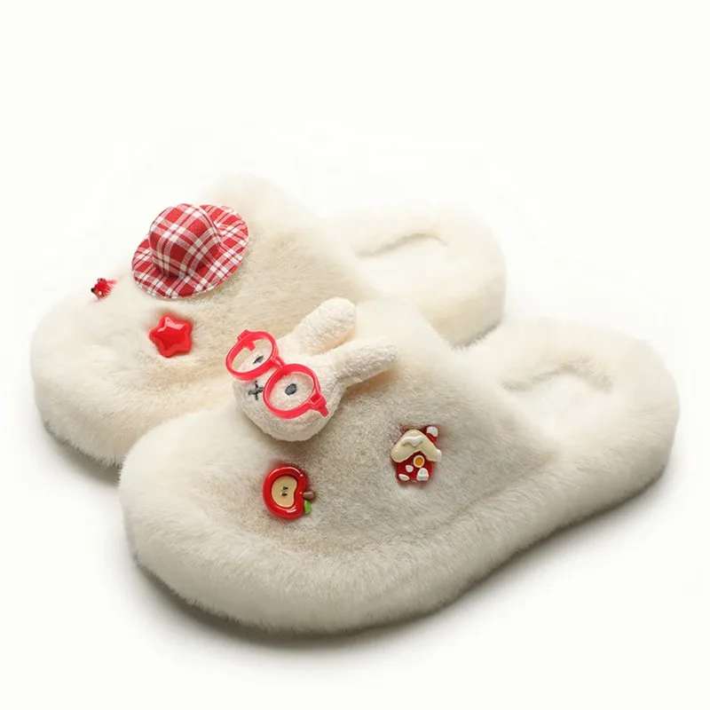 Cartoon Kawaii New Style Cotton Mop Plush Wear Outside Soft Bottom Keep Warm Slippers Home Anti-slip Fashion Comfortable Miffy