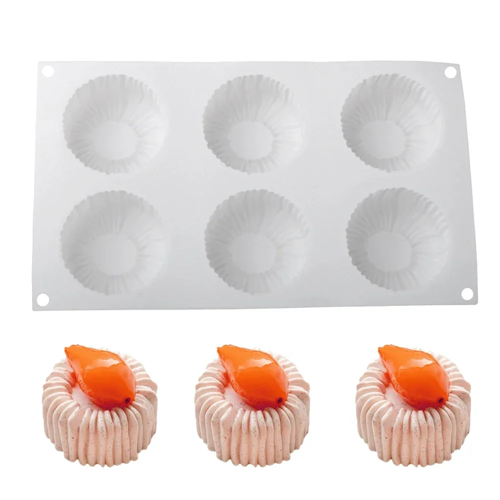 2025 Hot 1/6/15 Cells Cylindrical Coil Texture Design Mousse Cake Mold DIY Pudding Dessert Chocolate Mold French Dessert Bak