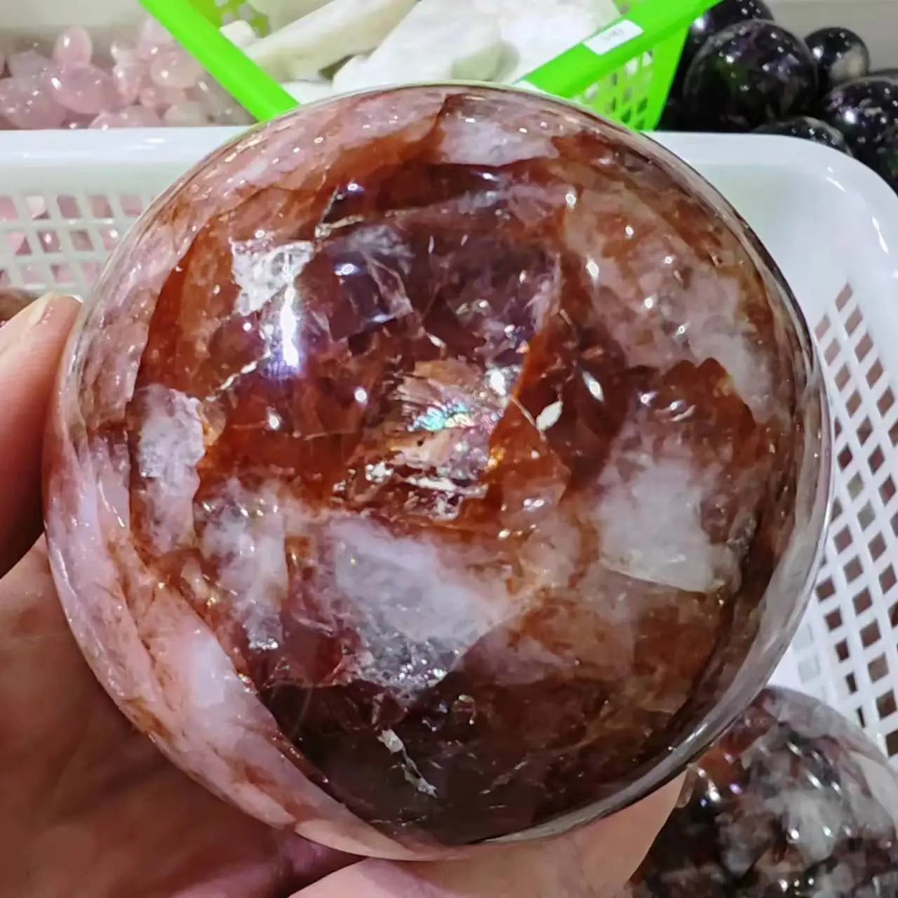 

Natural Red Glue Flower Ball Quartz Crystal Mineral Specimen Home Office Decoration Energy Meditation Gem Reiki Spiritual Healin