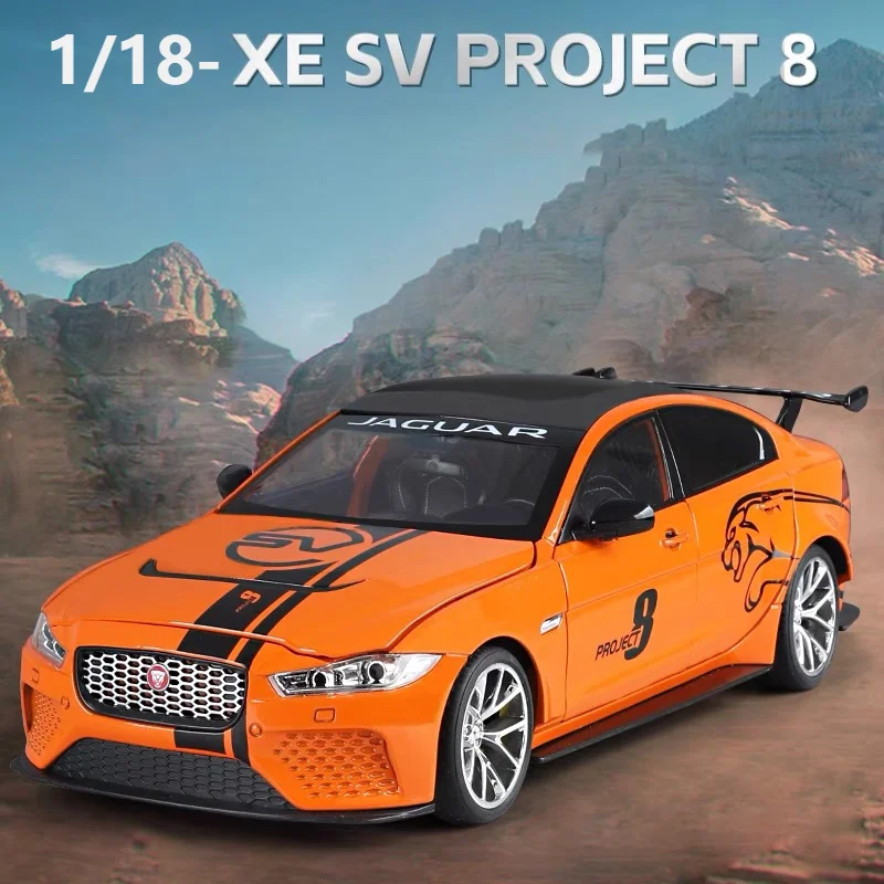 

1:18 Scale Jaguar XE SV PROJECT 8 Alloy Vehicles Model Diecast Metal Sound＆Light Collectible Childrens Birthday Toy Gifts