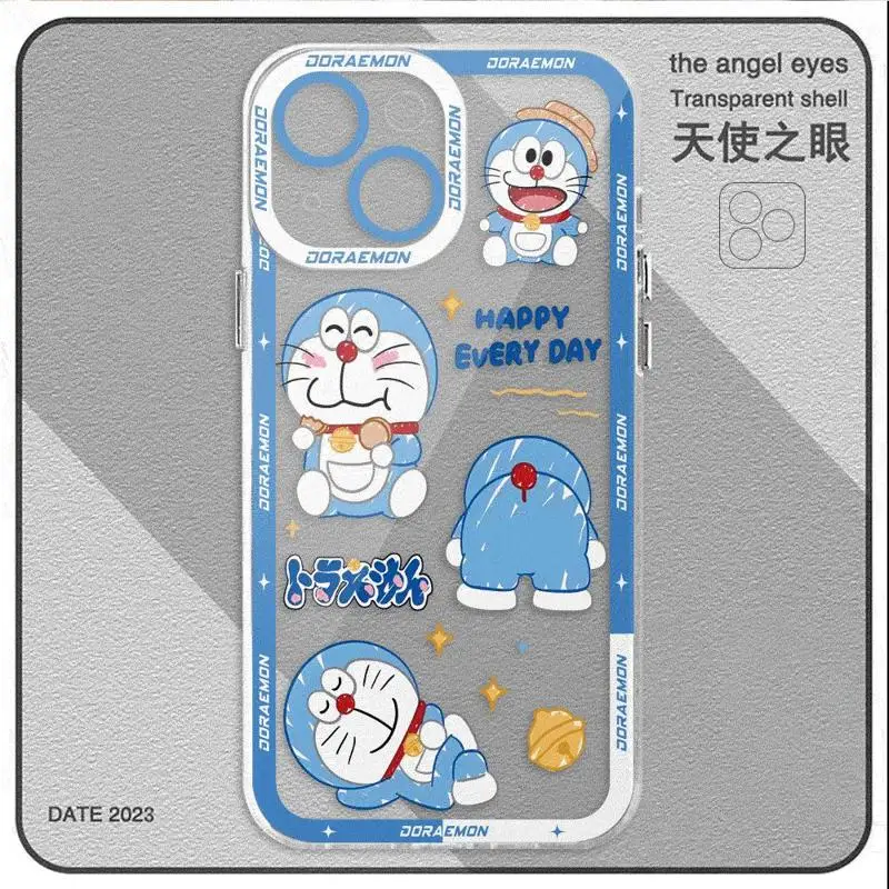 Cartoon Cute D-Doraemon Soft Case for iPhone 15 14 13 12 11 Mini Plus Pro ProMax X XS Max XR SE 2020 2022 7 8 Plus Transparent