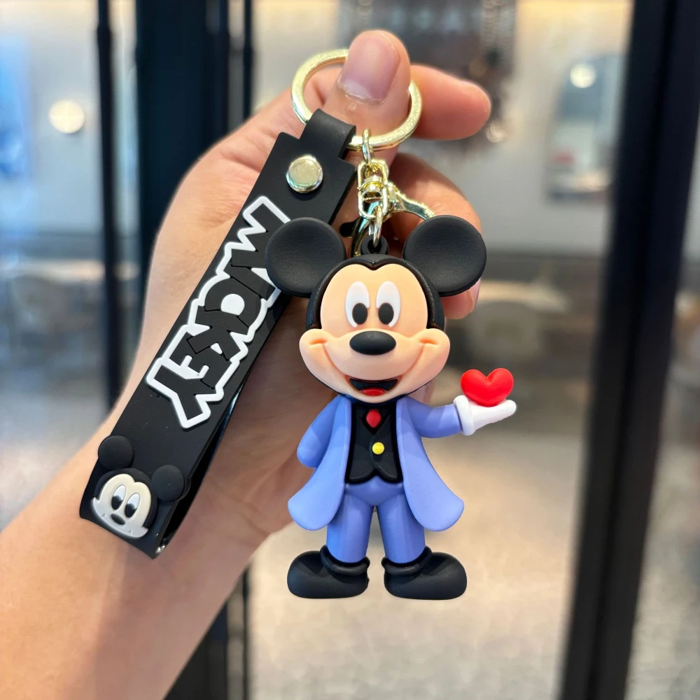 New creative Mickey Minnie keychain cute Mickey Mouse three-dimensional doll keychain men and women bag pendant