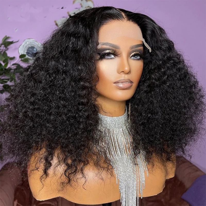 Soft Preplucked 28inch 180density Lace Front Wigs Kinky curly Wigs with High Quality Synthetic Hair Wigs and Good Texture