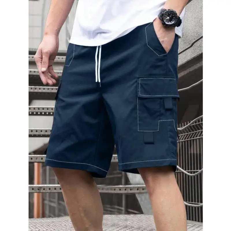 

New Men's orts NS Sle Retro Fit plus Size Tee-Ester Fiber Ciwalk Nine-Piece Pants Elastic Micro Spring