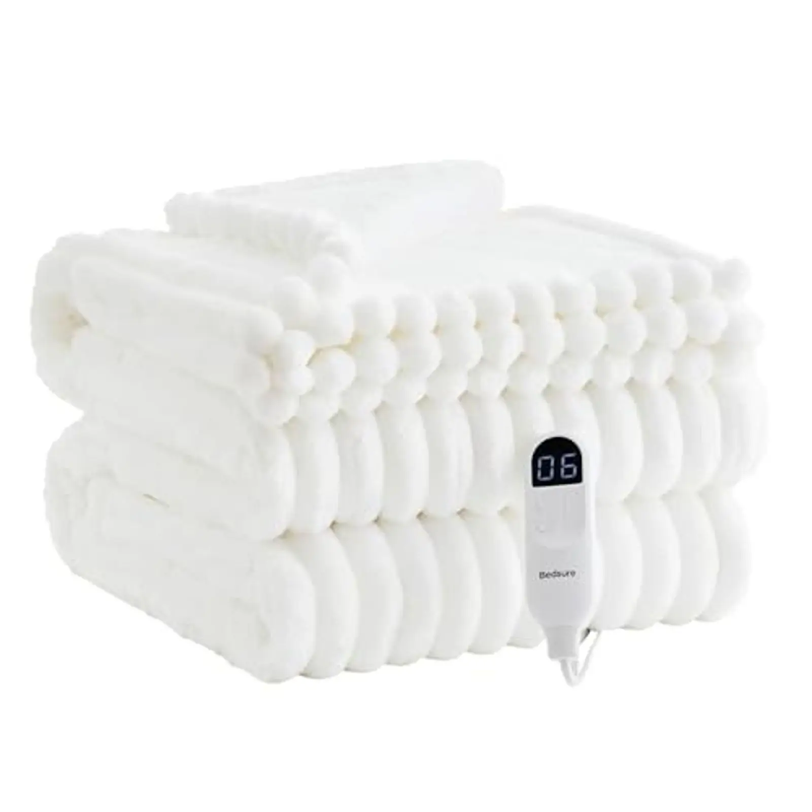 

Электрическое одеяло Twin, толстое полосатое фланелевое одеяло с подогревом, 6 режимов нагрева и 8-часовой таймер автоматического отключения, 62x84, белое