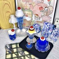 Retro Props Blue Marine Ornament Pudding Soda Decor Cute Core Blue Room Decoration Cartoon Room Statue Accessories Girl Gift