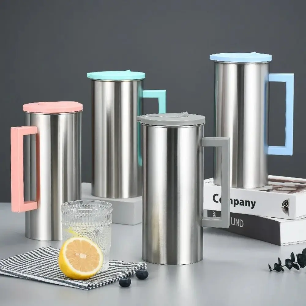 Stainless Steel Iced Tea Pitcher:Water Pitcher with Lid Hot Cold Water Pitcher Bedside Water Carafe for Fridge Carafe