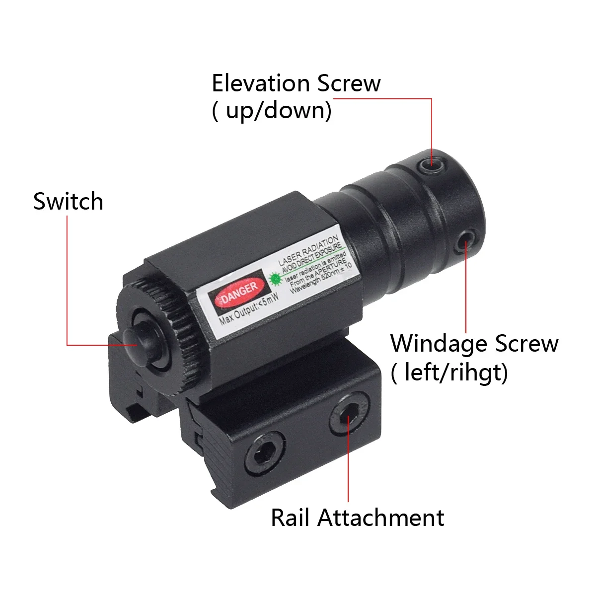 Tactical Red Green Dot Laser Sight Scope 11mm 20mm Adjustable Picatinny Rail Mount Rifle Pistol Airsoft Laser With Batteries