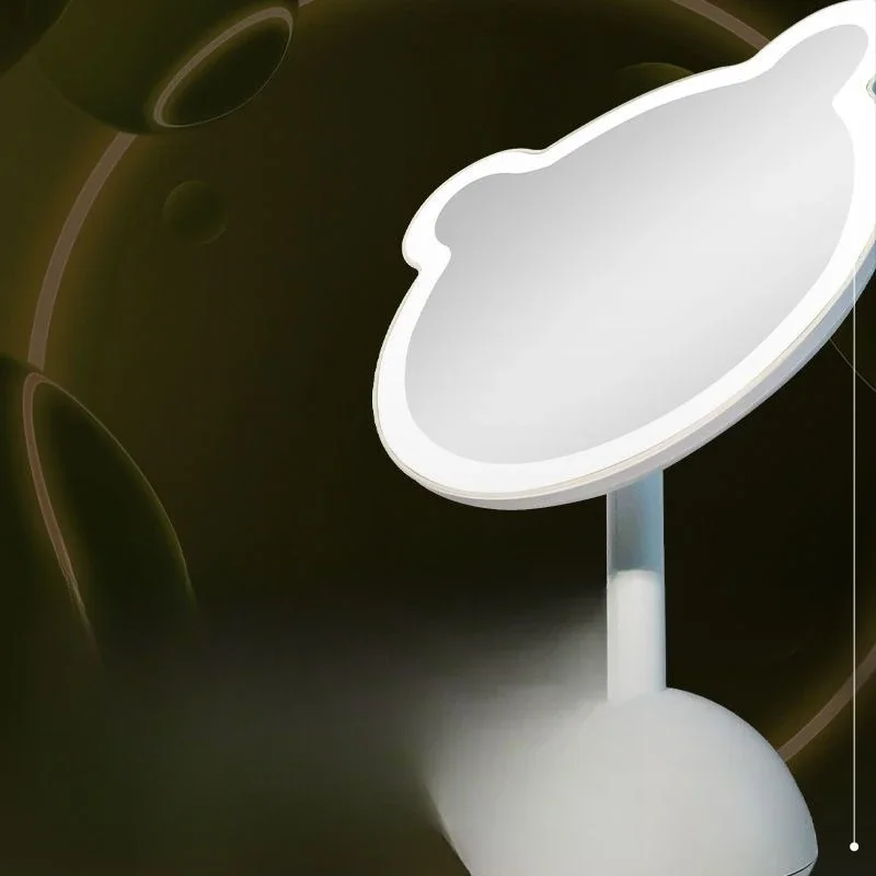 LED mini crooked neck bear desktop makeup mirror with lamp fill light desktop mirror intelligent luminous vanity mirror