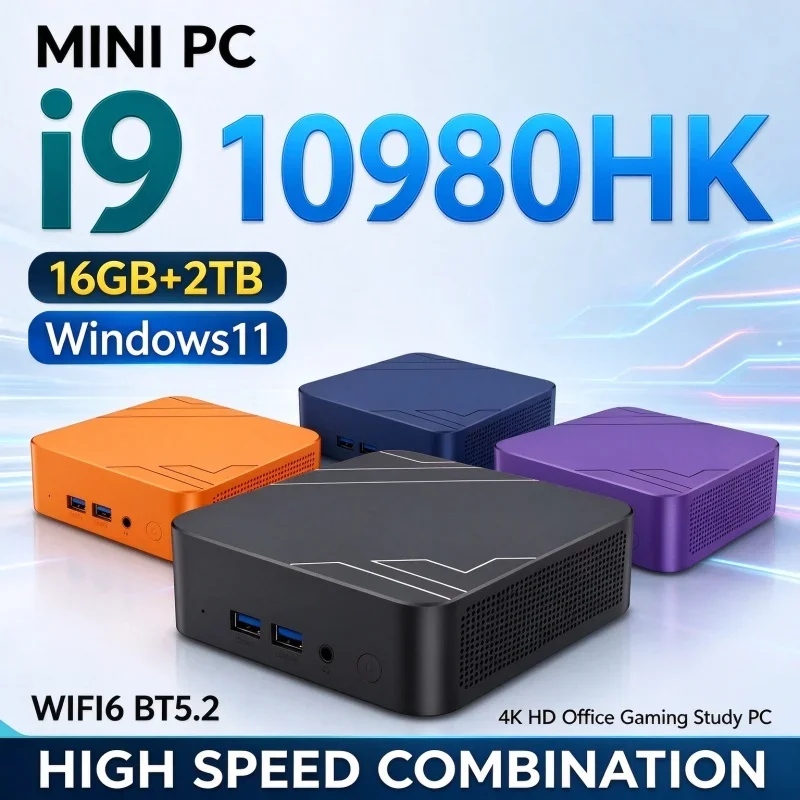 New Portable Mini PC Intel Core I9 10980HK 16GB RAM 1TB/2TB SSD Windows 11 WiFi6 4K Display Desktop Computer For Gaming & Office