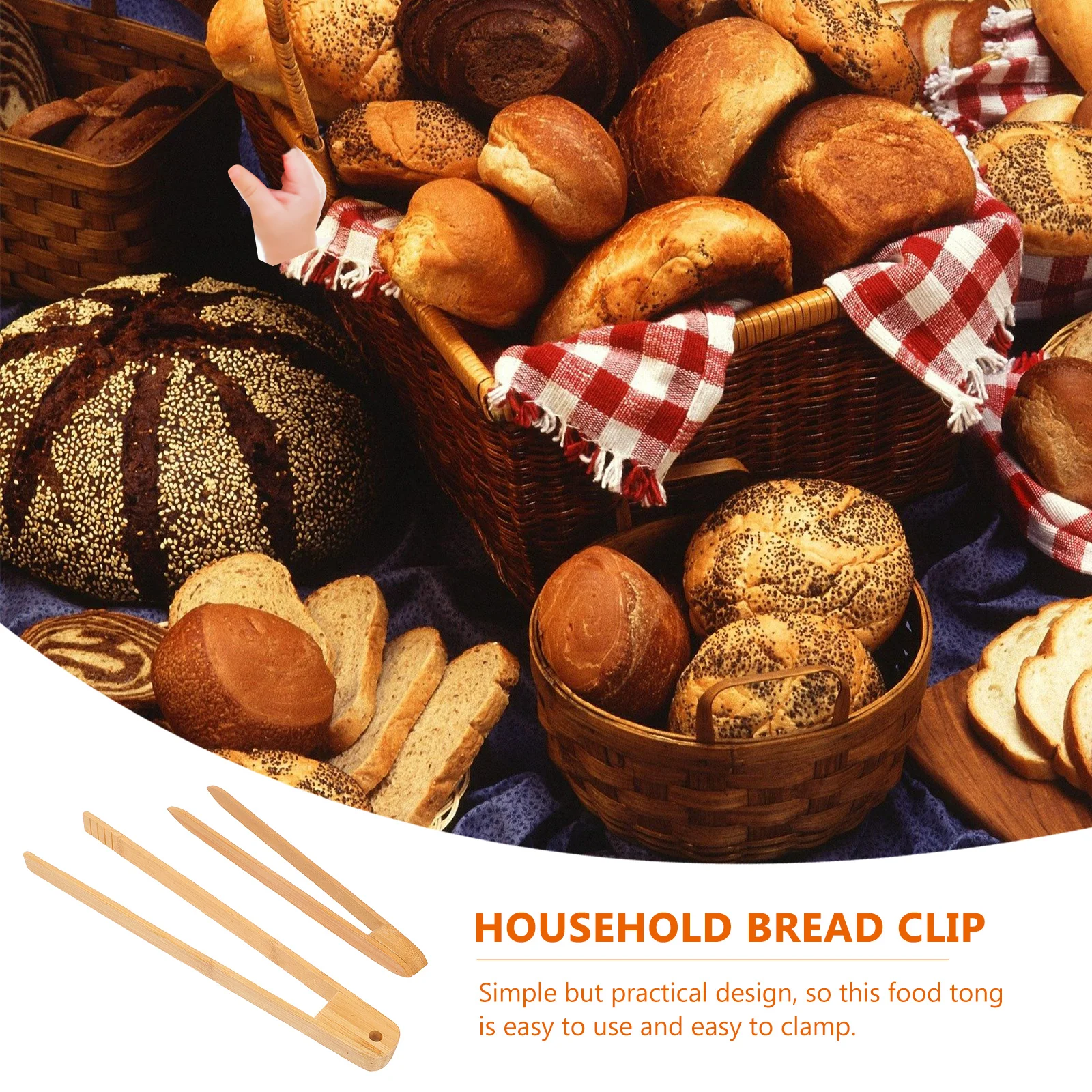 

2pcs Bamboo Food Tong Heat-Resistant Barbecue Clip For Grilled Vegetables Steak Kitchen Cooking Supply Bakery Tong Household