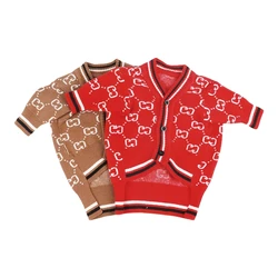 Pet Autumn And Winter Printing Fashion Small And Medium-Sized Dog Knitted Cardigan Clothes