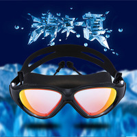 New Large Frame Colorful One-Piece Earplugs Coated Swimming Goggles HD Anti-Fog Anti-Level Light Diving Goggles Equipment