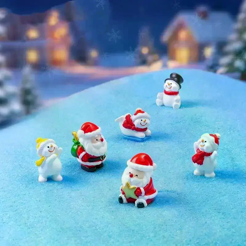 Resin Figurine With Cute Santa Snowman Designs Perfect For Micro Landscape Desktop Home Decoration Mini Christmas