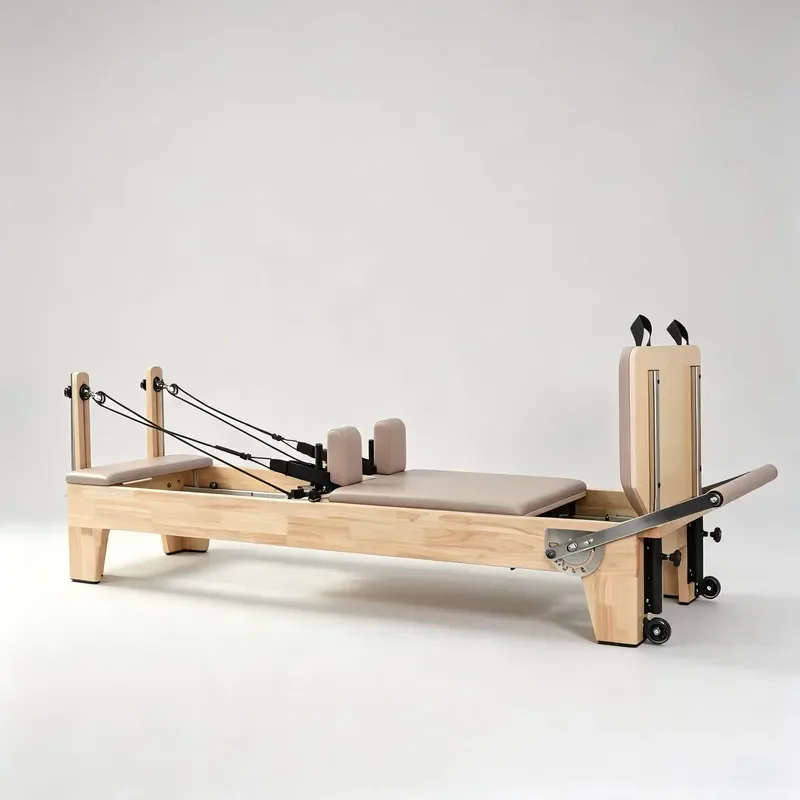 High End Professionnel Pilates Tables Reformer at Home Oak Wood Pilates Reformer for Commercial Gym for Home Pilates Studio