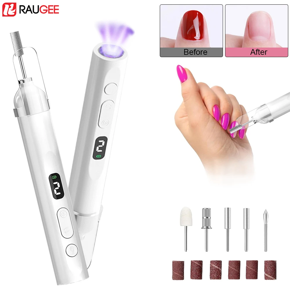 Portable Electric Nail Drill Machine Rechargeable 3 Speeds Cordless Mini Electric Nail File for Manicure Pedicure Salon Home