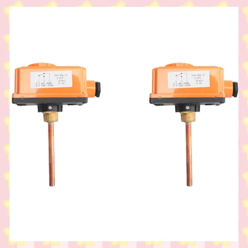 AB51 2X G1/2 Male Thread Hot Water Pipe Thermostat Temperature Controller 90 Celsius