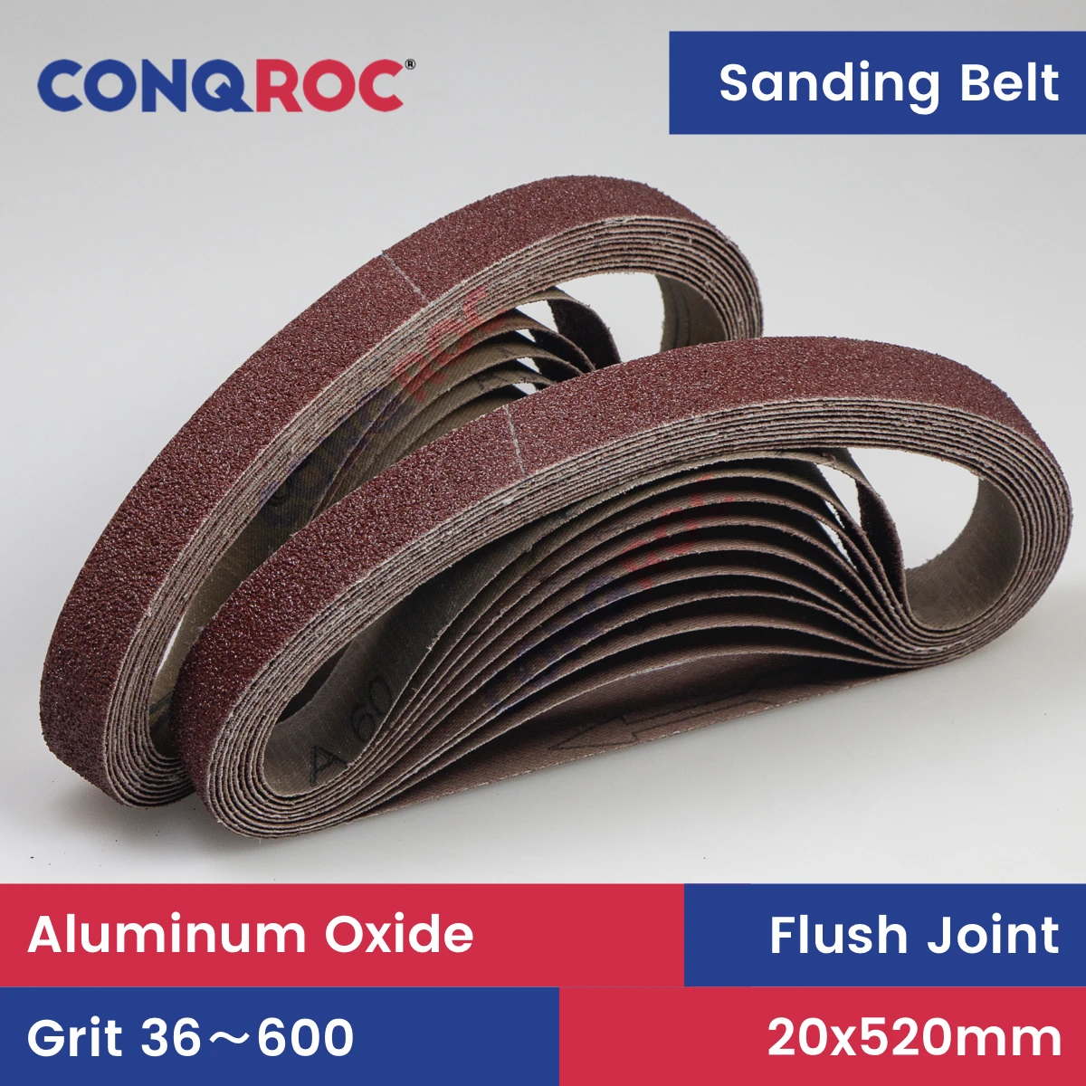 20 Pieces 20x520mm Sanding Belts Aluminum Oxide 3/4\'\'x20-1/2\