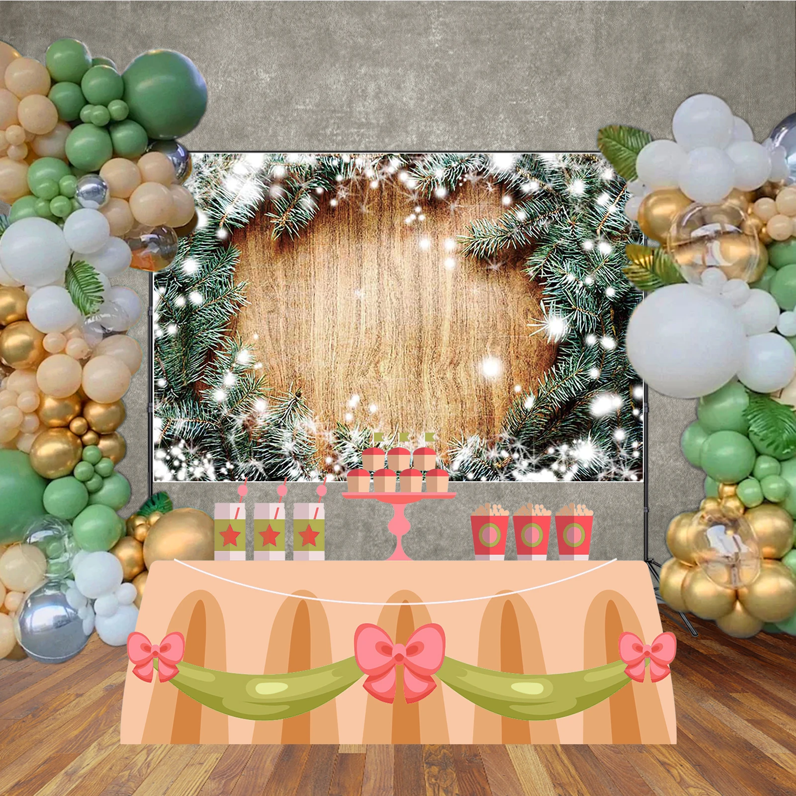 MOON.QG – arrière-plan joyeux noël, cadeaux alimentaires, arrière-plan de pin pour photographies, accessoires de photographie, Festival bébé Photozone