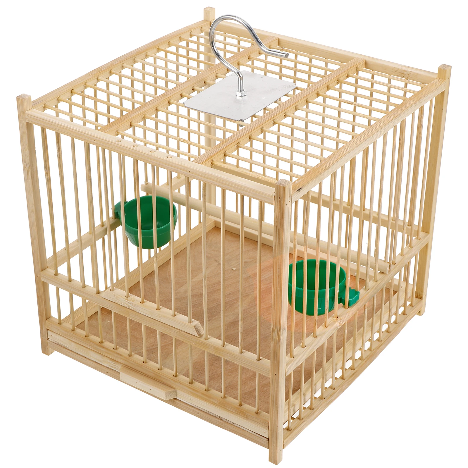 

1Set Small Bird Cage Bamboo Made Heavy Duty Woven Structure Comfortable Play Area for Pet Birds Easy Install Hanging Hook