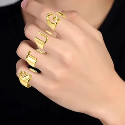 New 316L Stainless Steel Letters Guts Ring Adjustable Opening Fashion Personalized Party Accessories Jewelry Gift For Girl