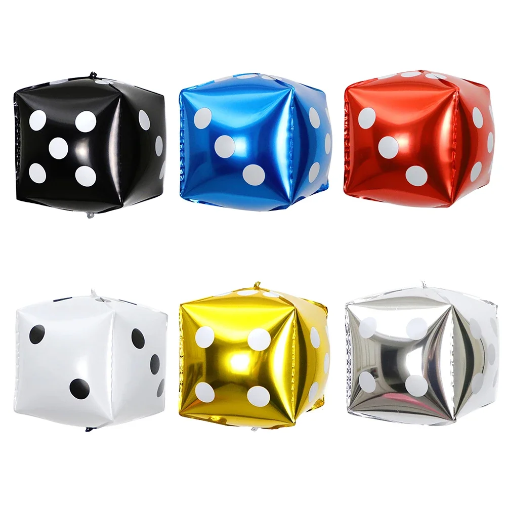 6Pcs 12inch Cube Foil Balloons Dice Foil Ballon Casino Theme Party Adult Birthday Decor Las Vegas Party Poker Theme Party Supply