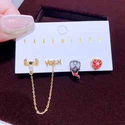 MIGGA 4pcs Mixed Cool Movie Hero Stud Earrings Set Gold Color Plated Cubic Zircon Women Jewelry