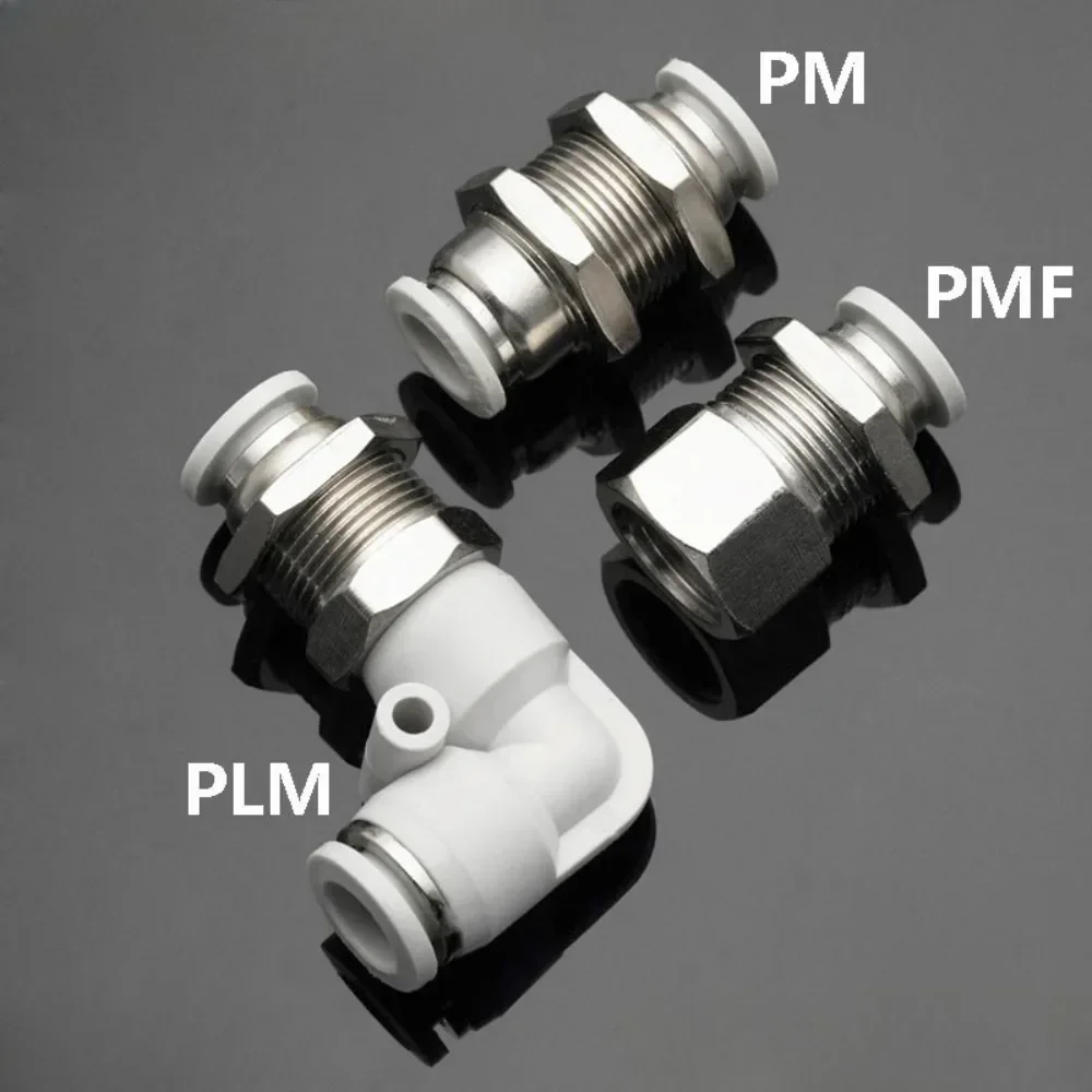PM PLM PMF 4 6 8 10 12 14 16mm Rura OD Pneumatyczne złącze pneumatyczne Push To Connect Blokada grodzi Złącze kolanko proste Złącze przegrody