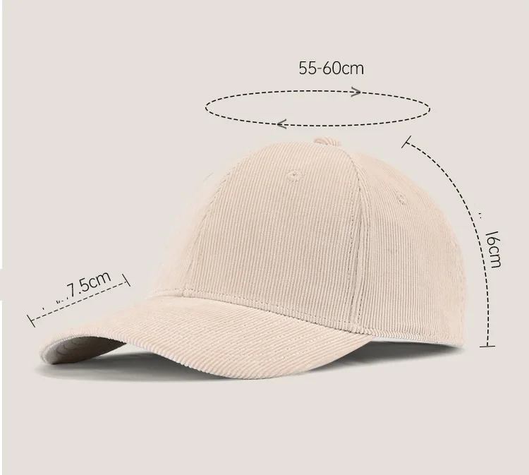 Cordmütze für Herren mit großem Kopfumfang, Baseballkappe für Herbst und Winter, Sonnenhut mit tiefem Schirm, schlichte Baseballkappe – Detail 7