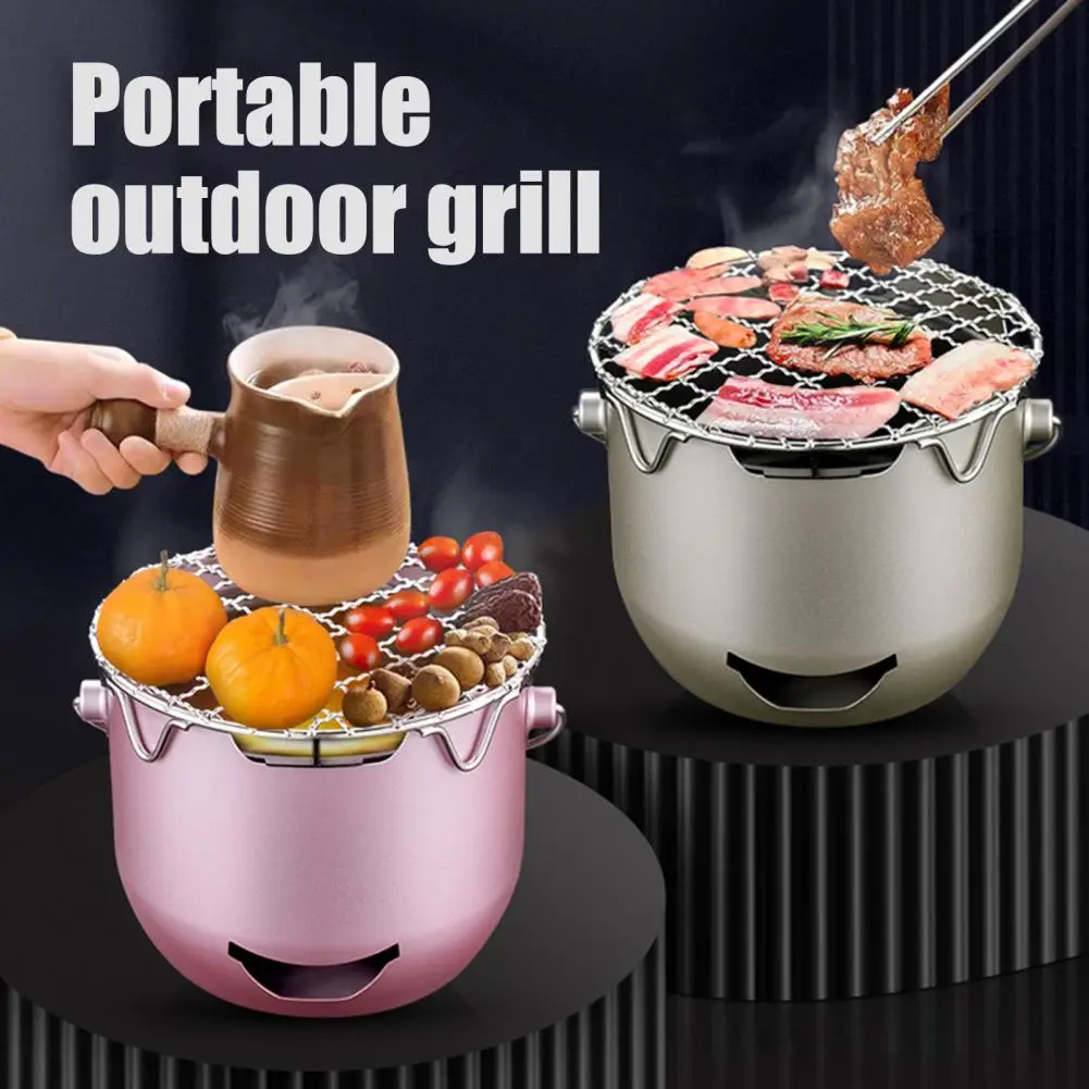 

Портативная плита из нержавеющей стали, мини-угольная плита, портативная угольная плита из нержавеющей стали для приготовления чая, барбекю, эффективная