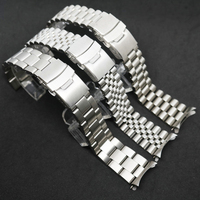 20mm 22mm Solid Stainless Steel Strap Curved End Folding Buckle Men Metal Replacement Band Bracelet Watch Accessories for Seiko