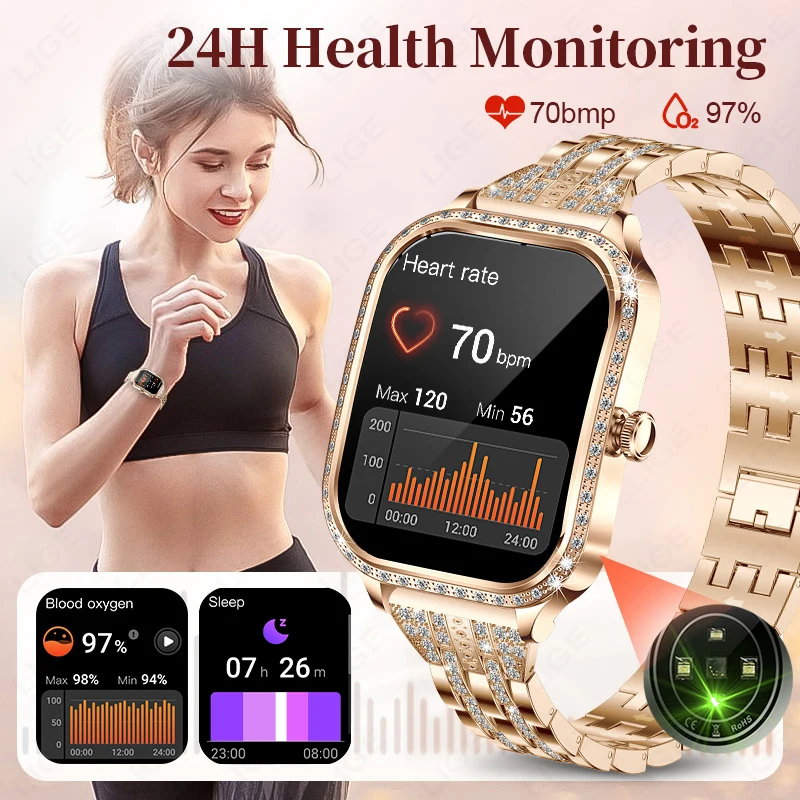 New Luxury Smart Watch Ladies 1.75" HD Display Heart Rate Sport Fitness IP68 Waterproof Bluetooth Call Smartwatch For Women 2026